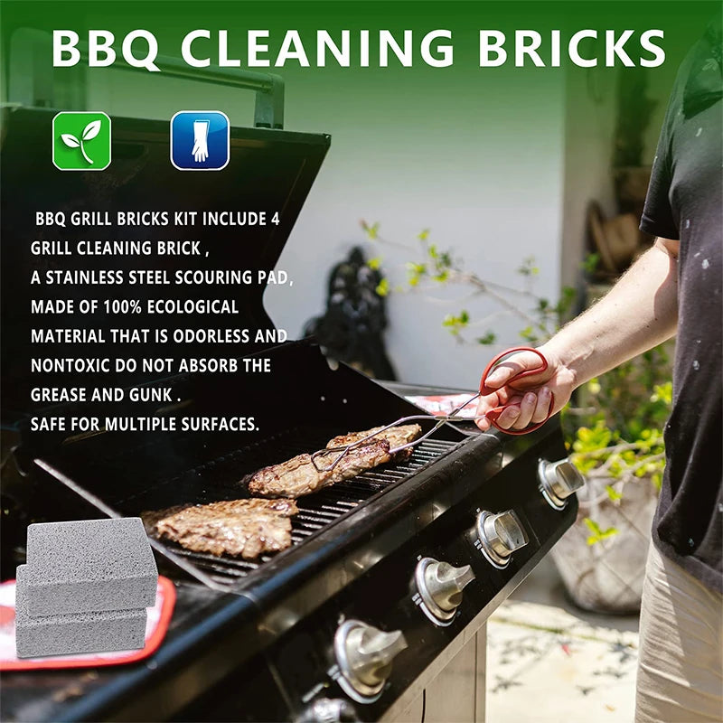 Pumice Grill & Griddle Cleaning Brick – De-Scaling Cleaning Stone Block – Ideal for Removing Grease & Stains from BBQ Grills and Griddles