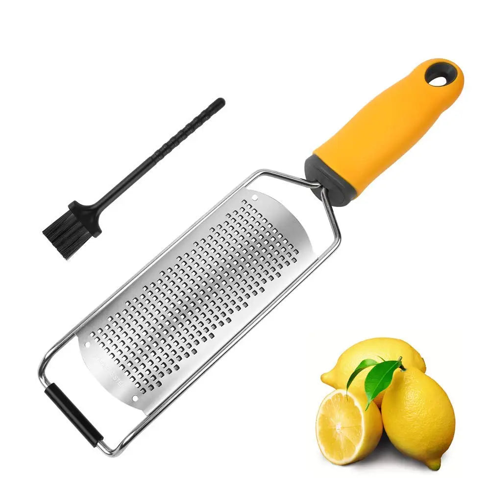 Stainless Steel Lemon Zester & Cheese Grater – Handheld Citrus Zester for Garlic, Ginger & Chocolate – Best for Zesting & Fine Grating – Available in Black, Red & Yellow Colours