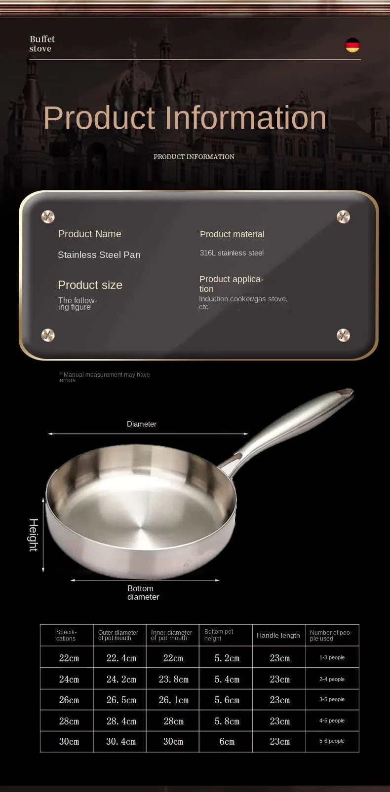 316 Stainless Steel skillet