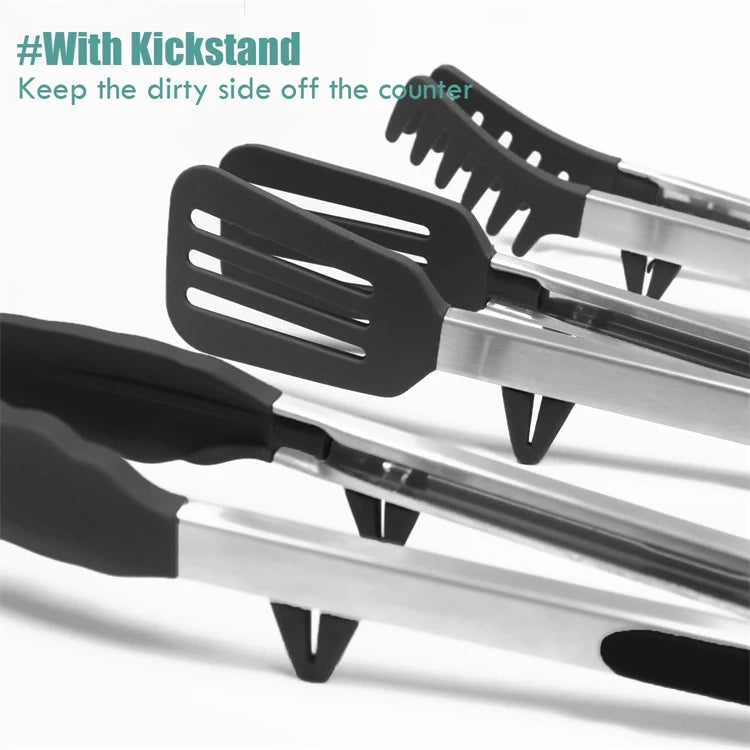 Silicone Kitchen Tongs with Stainless Steel Handle