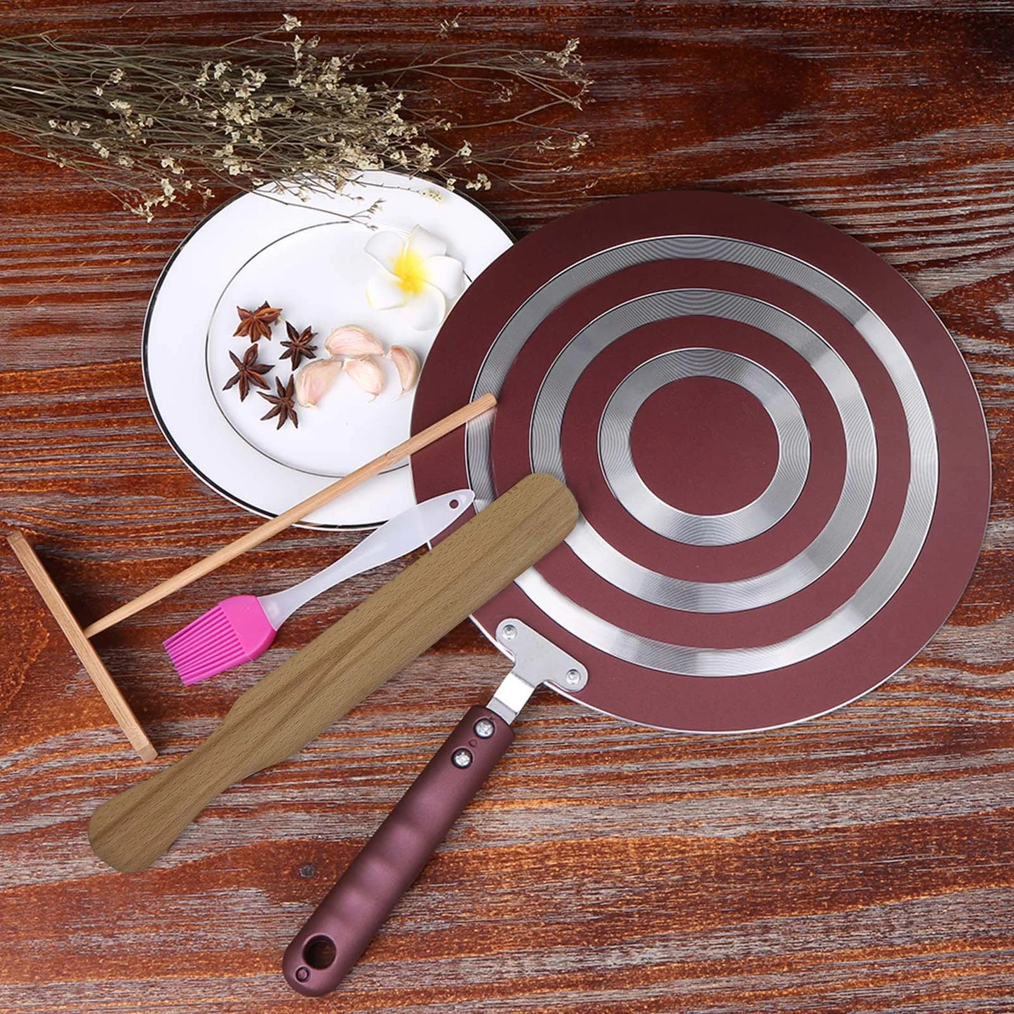 Flat Pan with Spreader, Spatula & Brush
