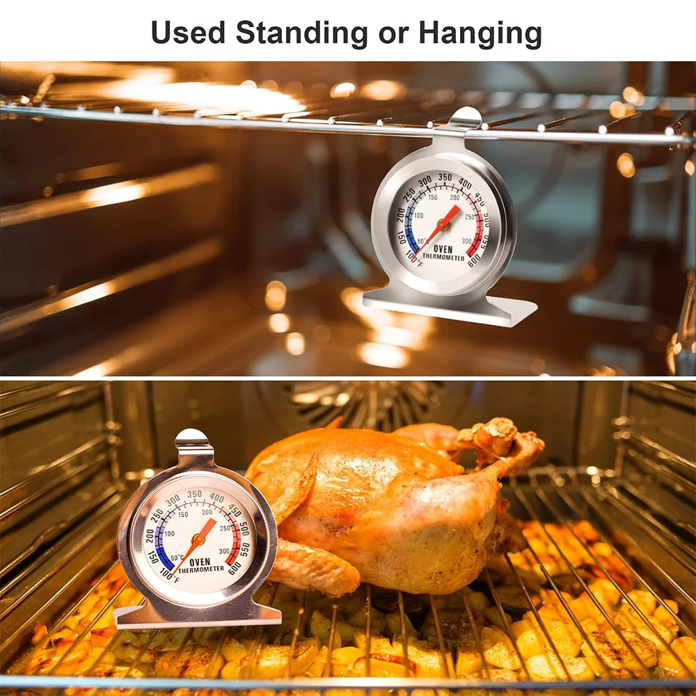 Stainless Steel Oven Thermometer 50–300°C – Large Dial Instant Read Cooking Thermometer – Ideal for Ovens, Grills & Smokers – Available in 1, 2 & 4 Pieces