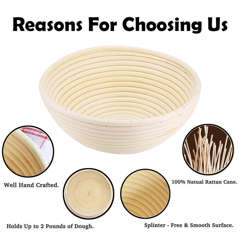 Rattan Bread Proofing Basket with Linen Liner – Round & Oval Banneton for Sourdough – Perfect for Proving Dough & Homemade Bread