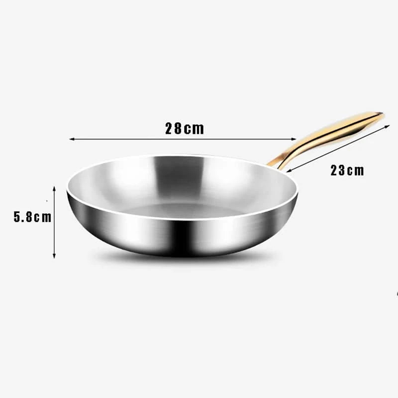 Non-Stick Stainless Steel Skillet – 316 Grade, Ideal for Cooking Steak and Versatile Dishes, Designed for Gas and Induction Stoves