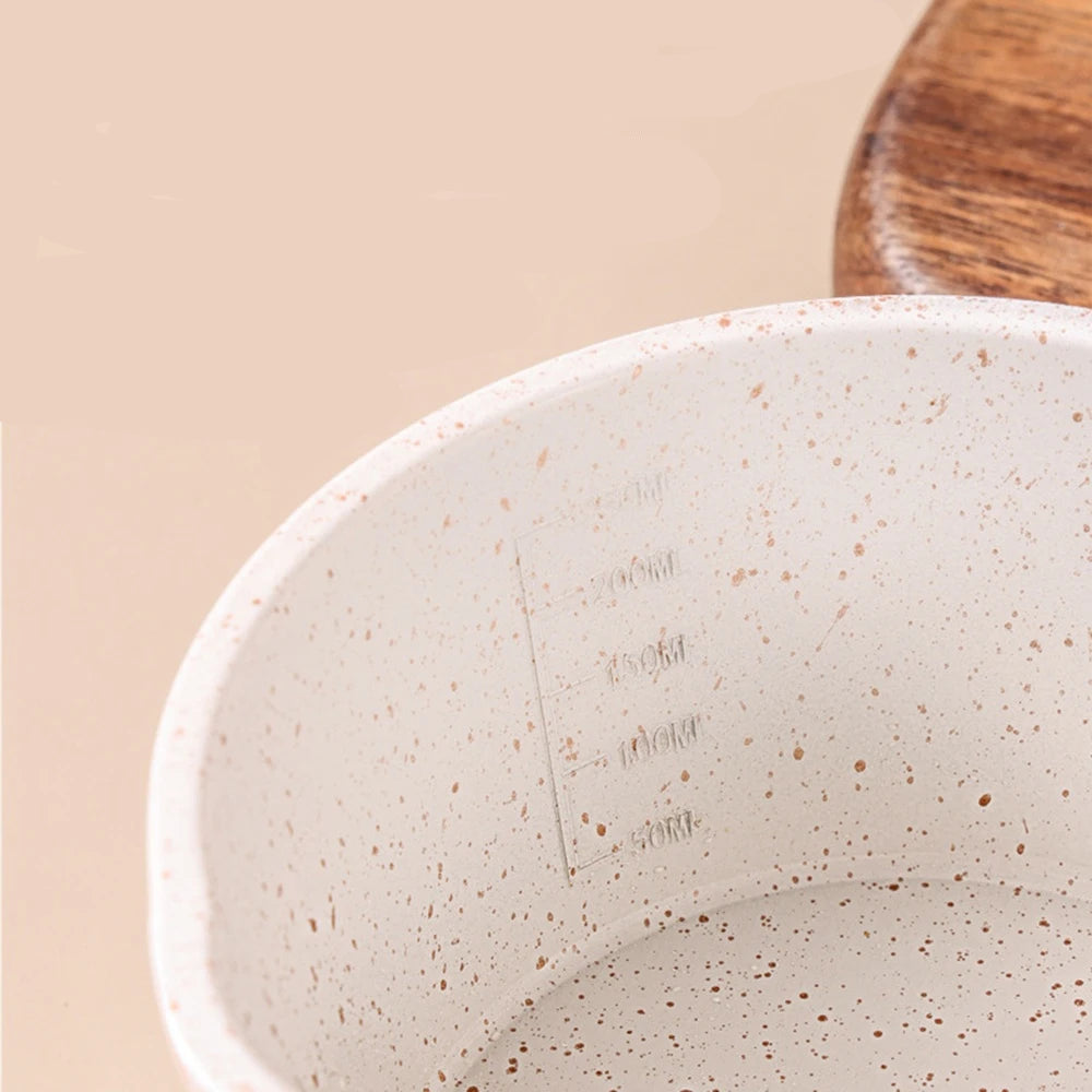Small Nonstick Saucepan with Wooden Handle For Even Heat Distribution On All Stove Use Cast Aluminum Cookware