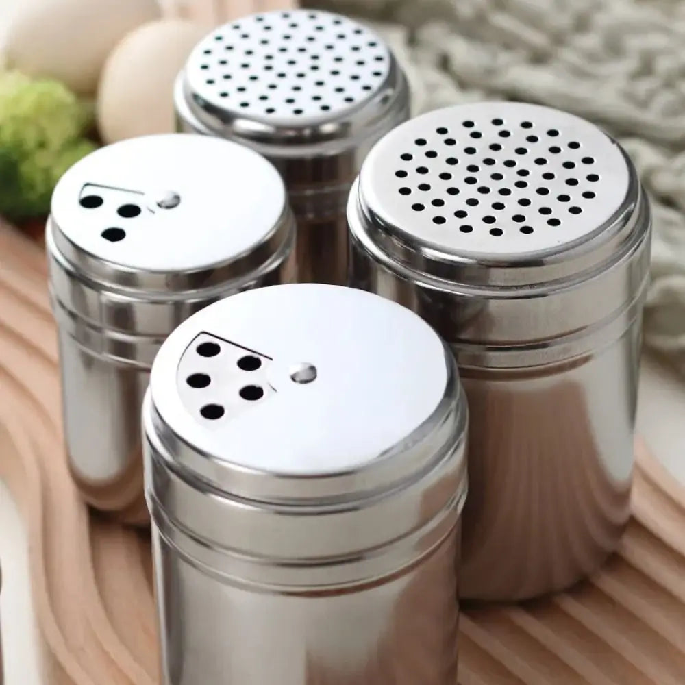 Stainless Steel Salt & Pepper Shaker with Rotating Lid – Seasoning Jar & Spice Dispenser – Great for Salt, Sugar, Pepper & Spices – Available in Small, Medium & Large