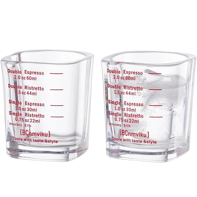 60ml Heavy Glass Espresso Shot Measuring Cup – Square 2oz Barista Shot Glass – Great for Espresso, Coffee & Measuring Liquids