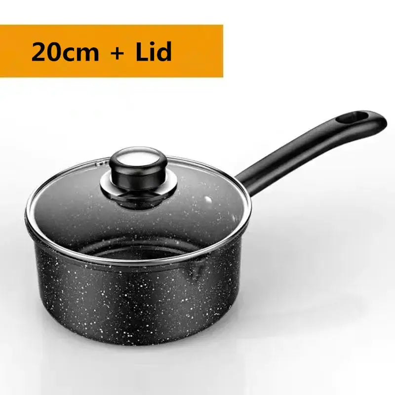 Non-Stick Granite Maifan Stone Coating Saucepan – Ideal for Heating Milk, Boiling, Simmering & Preparing Sauces, Soups & Small Daily Meals – PFOA-Free Durable Milk Pot with Granite Finish 20cm With Lid