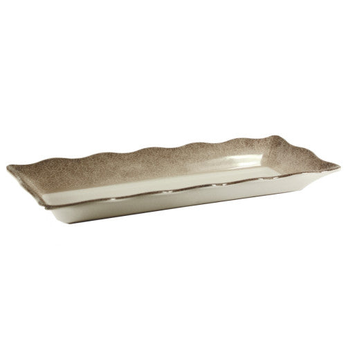 Square Melamine Triangular Tray 520mm x 200mm with Crackle Finished Border