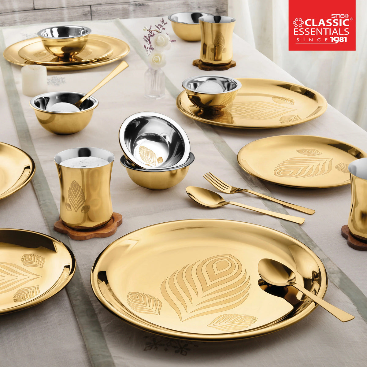 Stainless Steel Divine Piece PVD Coated Dinner Set