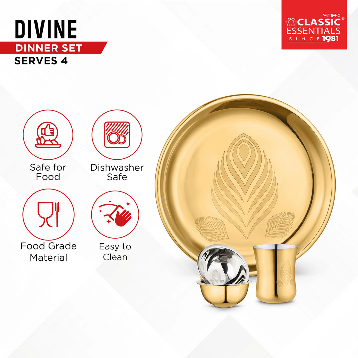 Stainless Steel Divine Piece PVD Coated Dinner Set
