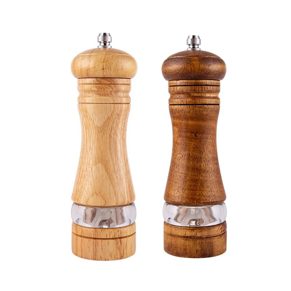 Classic Oak Wood Salt & Pepper Mill Set – Adjustable Manual Pepper Grinder & Salt Grinder with Ceramic Core – Best for the Kitchen & Dining Table Style 5