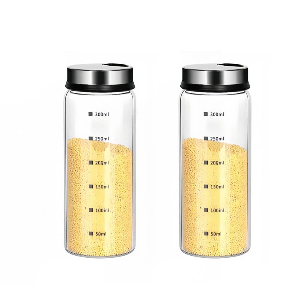 Glass Salt & Pepper Shaker Bottles with Adjustable Outlet Holes – Kitchen Spice Dispenser Jars – Ideal for Salt, Pepper, Herbs & Seasonings – Available in 150ml, 200ml, 300ml & 500ml 300ml – 2 Pieces