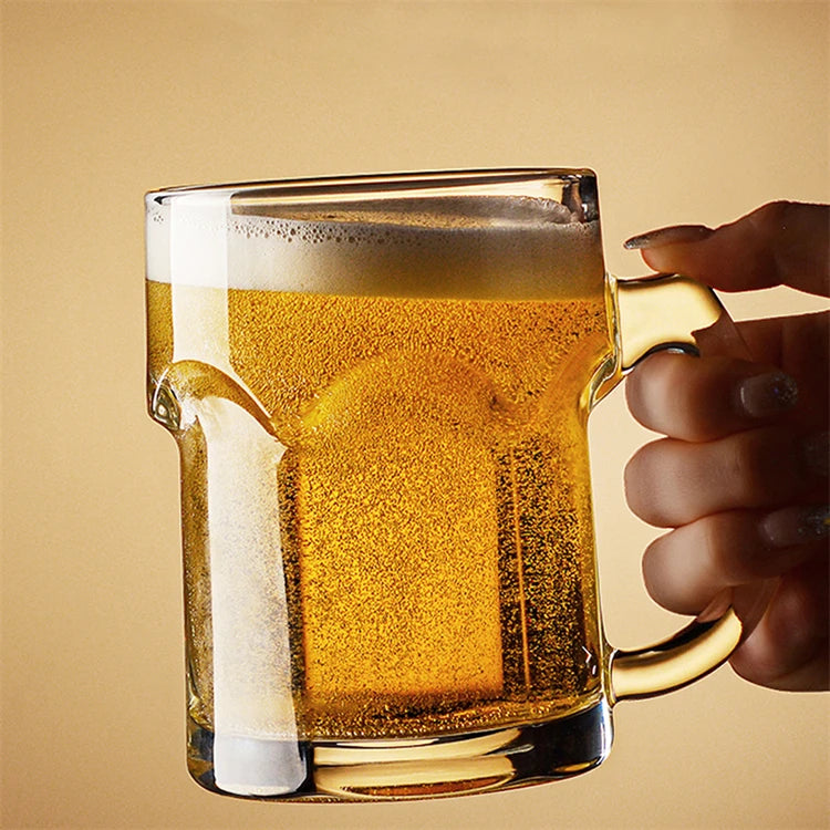 500ml Clear Dimpled Glass Mug with Handle – Durable Glass Drinking Stein – Perfect for Water, Juice, Milk & Iced Coffee