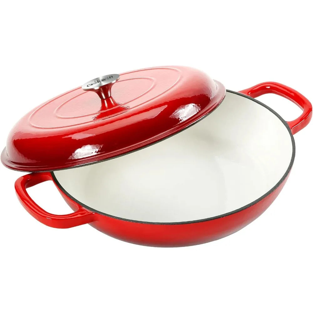 4.5L Cast Iron Dutch Oven Braiser Casserole Pan with Lid & Dual Handles – Designed for Searing, Braising, Roasting, Baking, Stews, Curries, Soups, One-Pot Meals and Everyday Cooking – Compatible with Induction & Gas Stoves