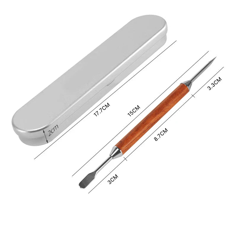 Stainless Steel Latte Art Pen with Wooden Handle – Coffee Decorating Needle – Perfect for Cappuccino Art, Hearts & Swirls