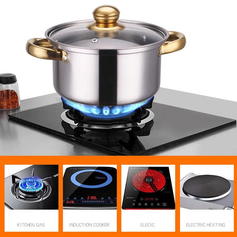 12 Piece High-Shine Stainless Steel Casserole, Saucepan & Stock Pot Set with Glass Lids – Heavy Duty Induction Cookware – Great for Gas, Electric & Halogen Hobs