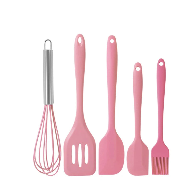 Silicone Kitchen Utensil Set 5-Piece Pink