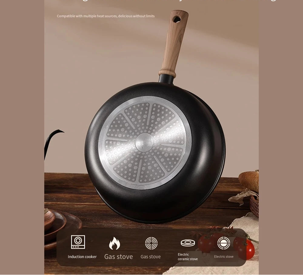 28Cm Titanium Nonstick Deep Frying Pan with Glass Lid  For Induction Electric Gas Stoves Eco Friendly Cookware