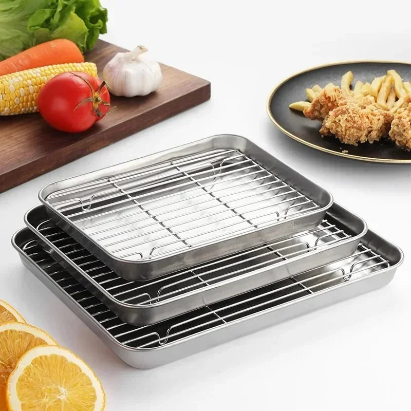 Stainless Steel Baking Tray with Wire Rack