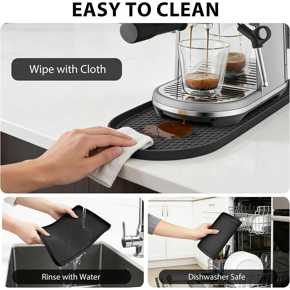 Silicone Coffee Machine Mat with Raised Edges – Non-Slip Leak-Proof Countertop Mat – Ideal for Espresso Machines & Coffee Makers – Available in 20cm & 30cm