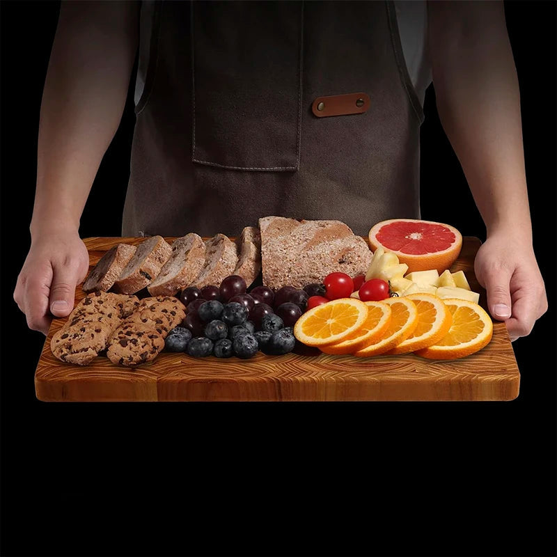 Teak Wood End Grain Cutting Board with Hidden Handles – Rectangular | 34cm & 42cm