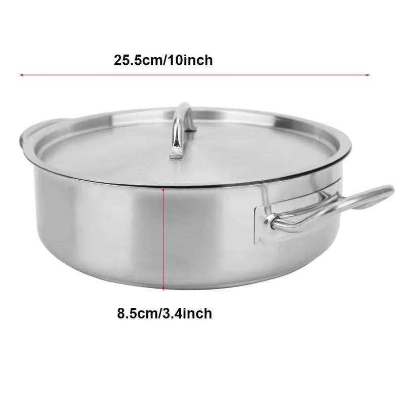 Stainless Steel Sauté Pan with Lid & Dual Handles – Durable, Even-Heat Deep Pan for Sautéing, Frying, Searing, Stewing, Simmering & One-Pot Meals – Compatible with Gas, Induction & Electric Stoves –