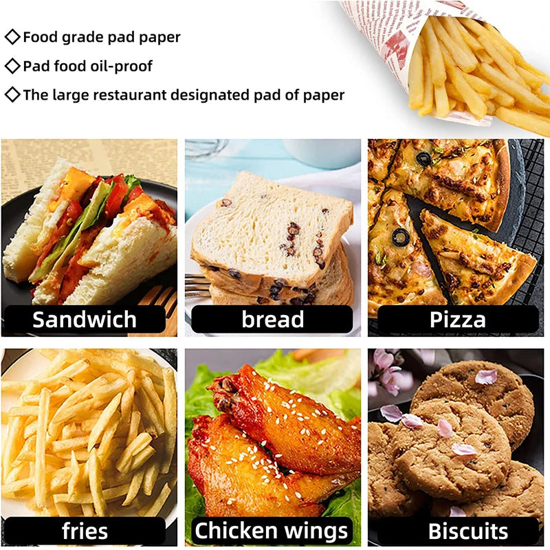 50 Piece Greaseproof Deli Paper Sheets – Non-Stick Sandwich Wrapping & Baking Paper – Perfect for Burgers, Sandwiches, Bread & Pizza – Available in Brown & White