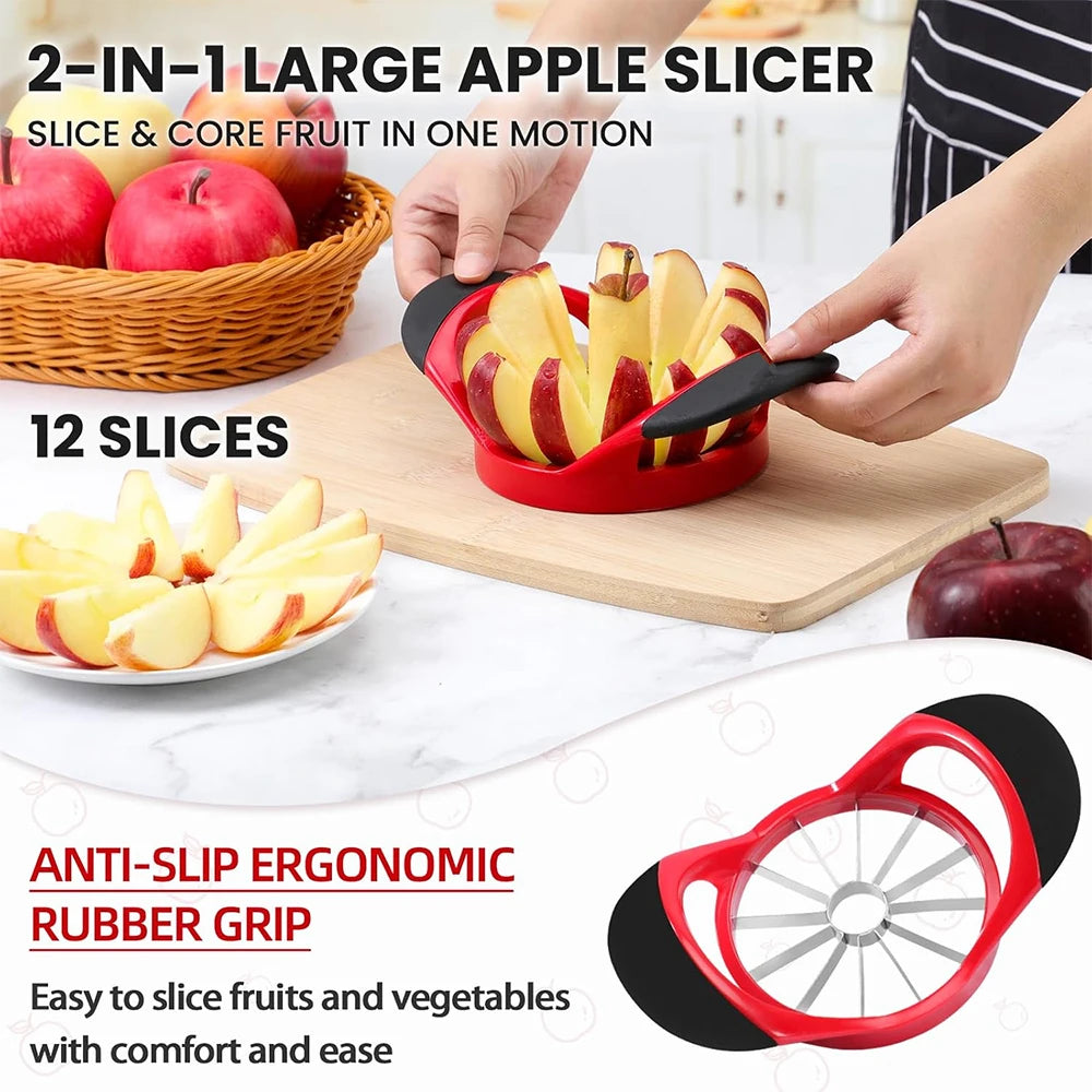 12 Blade Stainless Steel Apple Slicer & Corer – Sharp Apple & Mango Divider – Great for Thin Apple Wedges, Snacks & Lunch Boxes