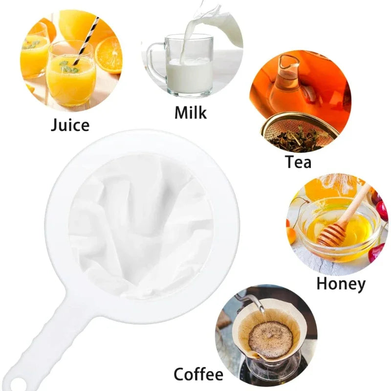 Ultra-Fine Nylon Mesh Strainer Spoon – Washable Filter Sieve for Soy Milk, Juice, Coffee & Tea – Best for Smooth, Pulp-Free Drinks – Available in 100, 200 & 400 Mesh