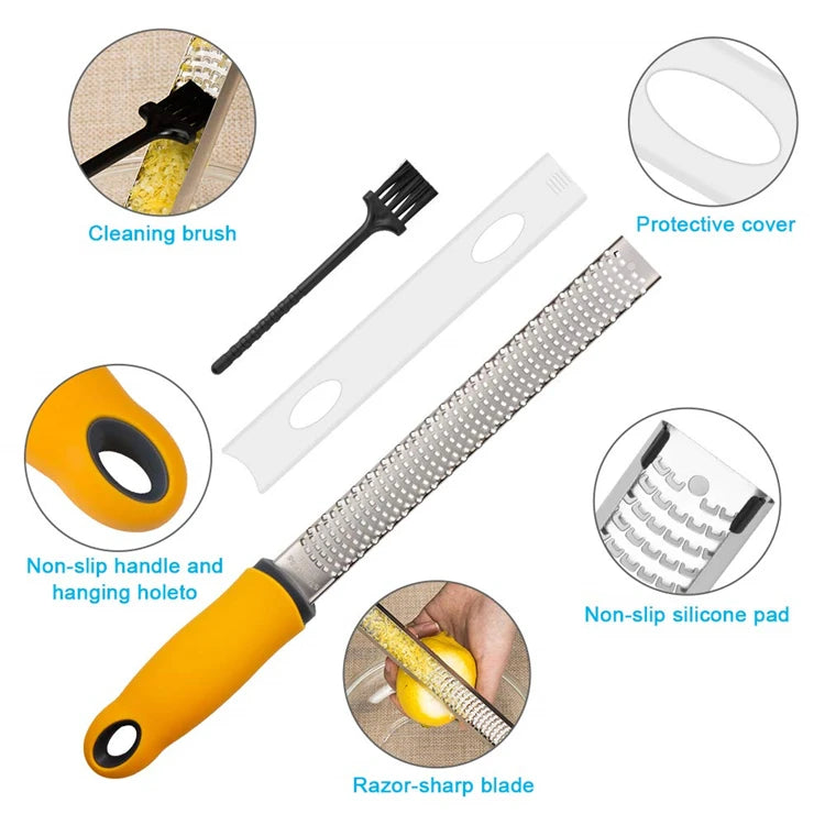 Stainless Steel Lemon Zester & Cheese Grater – Handheld Citrus Zester for Garlic, Ginger & Chocolate – Best for Zesting & Fine Grating – Available in Black, Red & Yellow Colours
