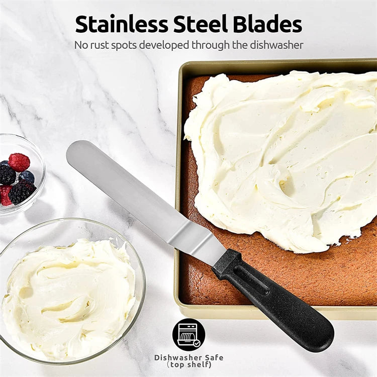 Stainless Steel Offset Icing Spatula – Cake Decorating & Frosting Palette Knife – Ideal for Smoothing Buttercream & Spreading Icing – Available in 6 Inch, 8 Inch & 10 Inch