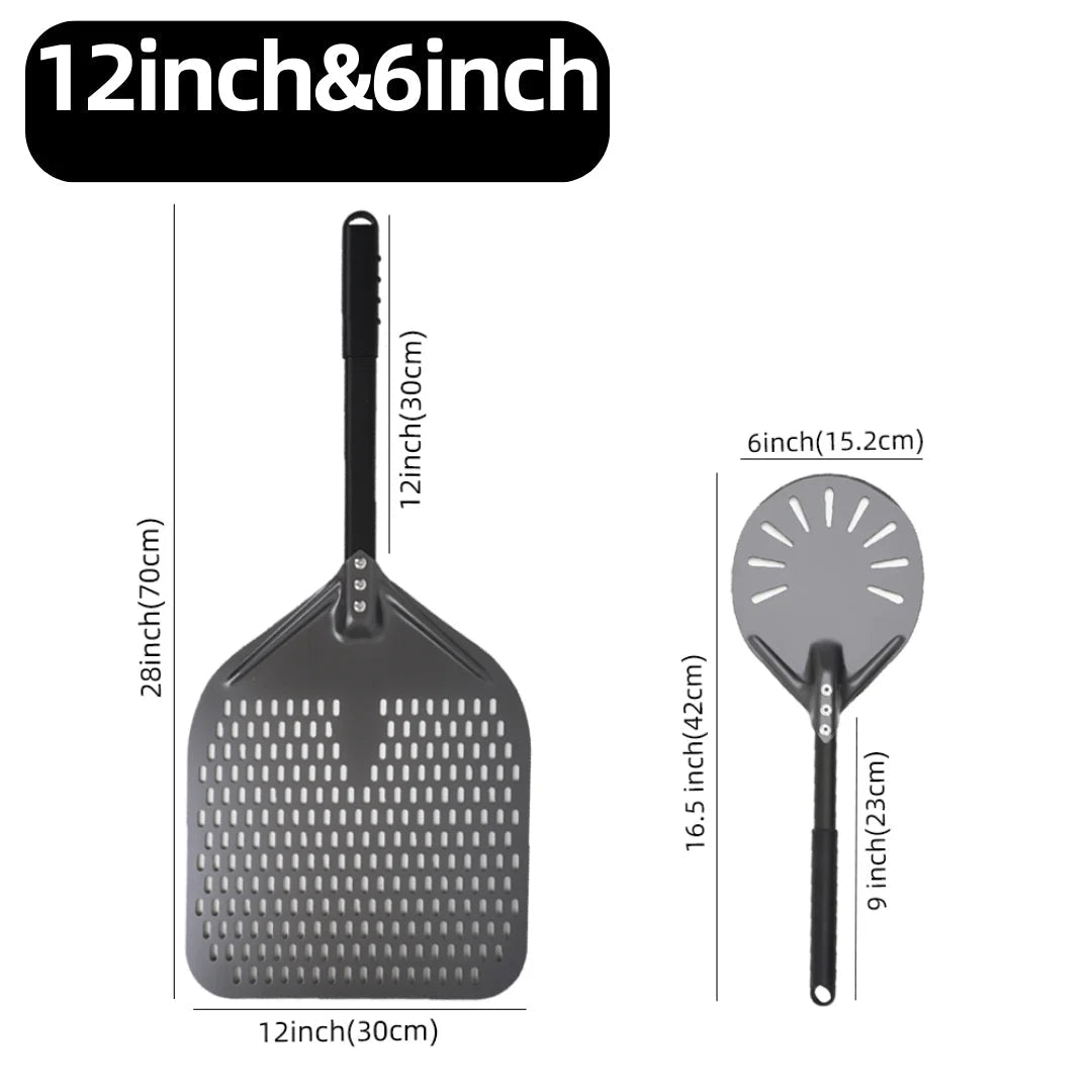 Aluminium Pizza Peel & Turning Paddle 12" & 6" Pizza Peel & Turning Paddle Set — Black v1