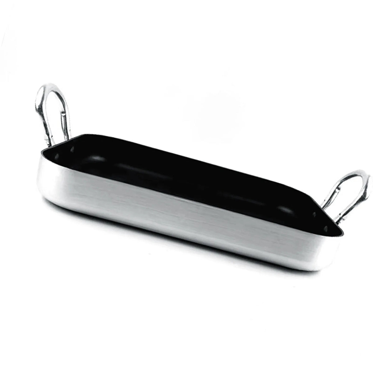 Rectangle Frying Pan Nonstick Aluminum Alloy Multifunction Flat Single Bottom Fry Pan with Handles for Home Kitchen Business