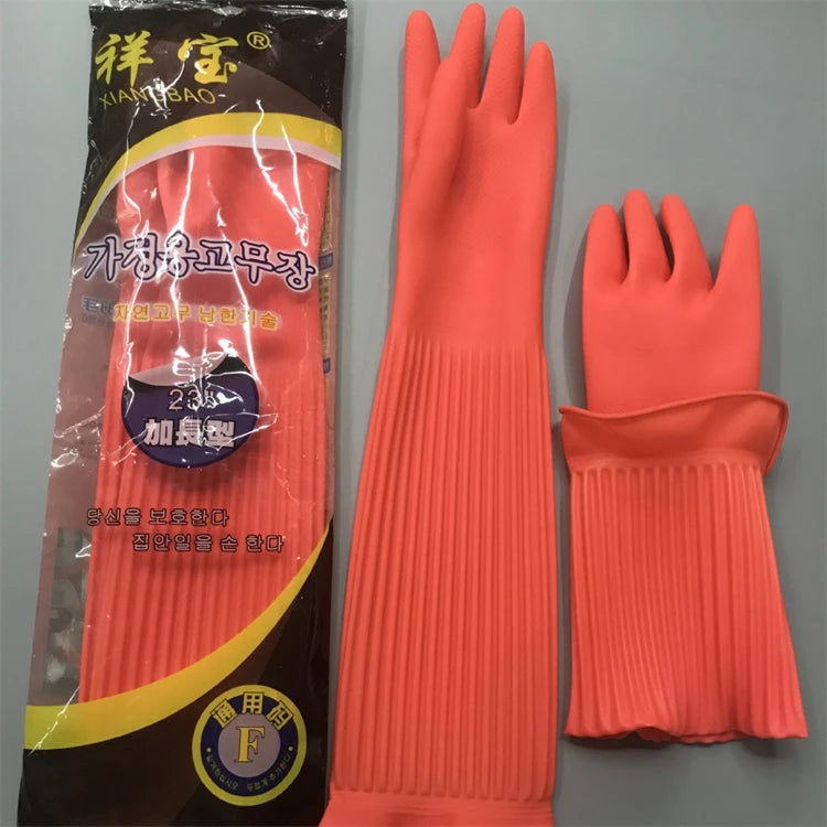 Extra Long Rubber Kitchen Cleaning Gloves – Reusable Non-Slip Natural Latex Washing Up Gloves – Perfect for Dishes, Cleaning & Household Chores