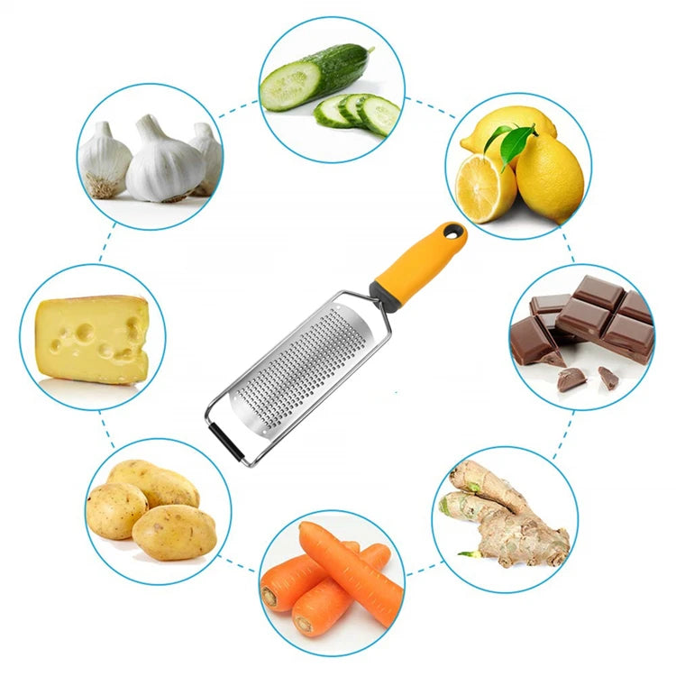 Stainless Steel Lemon Zester & Cheese Grater – Handheld Citrus Zester for Garlic, Ginger & Chocolate – Best for Zesting & Fine Grating – Available in Black, Red & Yellow Colours