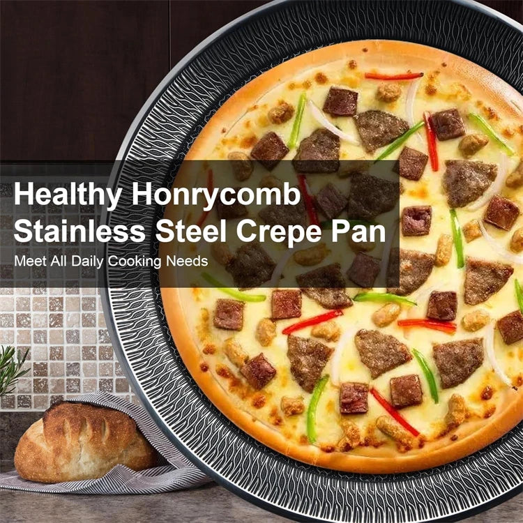 304 Stainless Steel Honeycomb Nonstick Crepe Pan – Flat Skillet, Tawa & Dosa Pan – Ideal for Crepes, Pancakes, Tortillas & Omelettes – Available in 26cm & 28cm