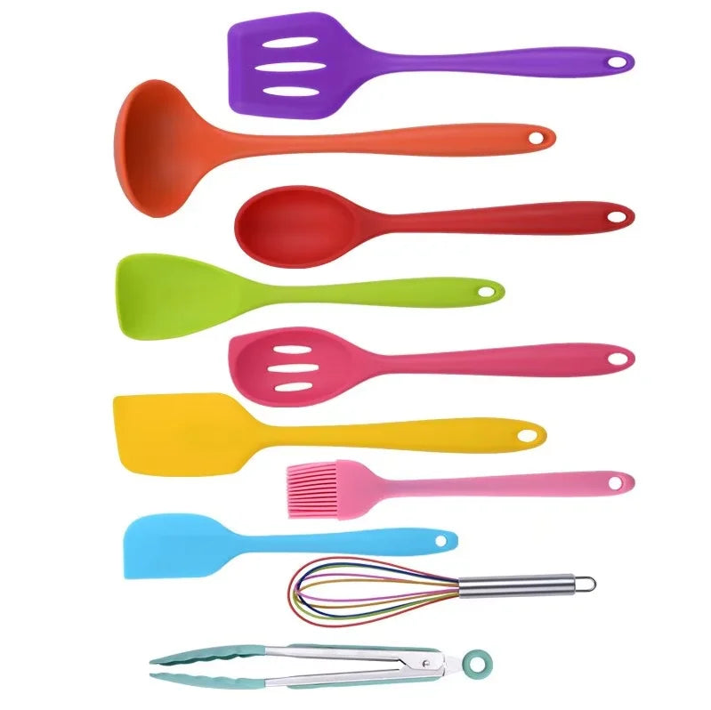 Multicolour 10-Piece Silicone Kitchen Utensils Set – Non-Stick, Heat-Resistant Cooking Utensils – Ideal for Daily Cooking