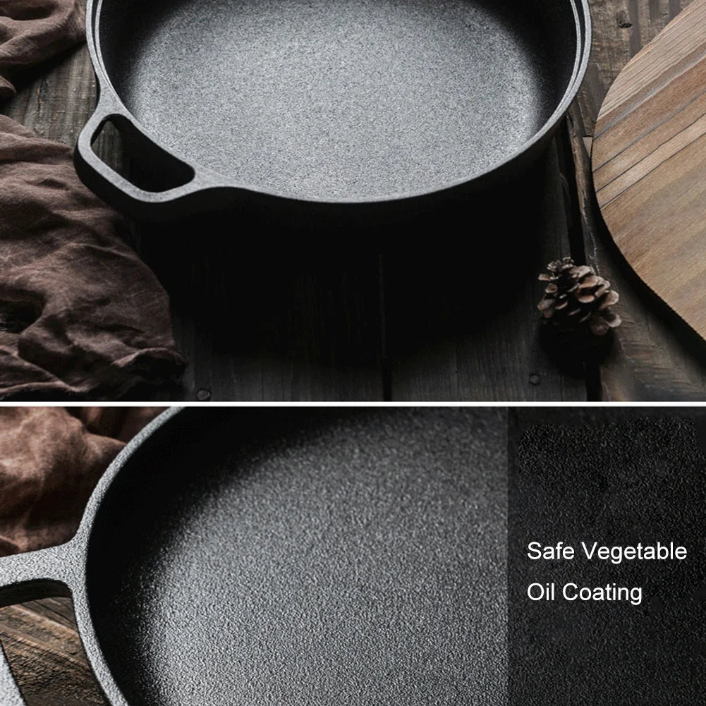 Cast Iron Pizza & Crepe Griddle Pan – Dual-Handle Skillet for Pancakes, BBQ, and Outdoor Cooking. Available Sizes: 30cm and 35cm