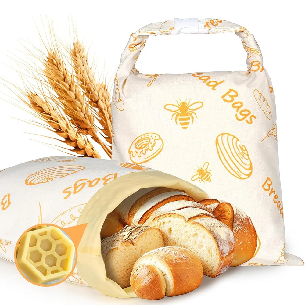 Reusable Beeswax Bread Bag – Linen & Cotton Sourdough Storage Bag – Ideal for Keeping Homemade Bread Fresh