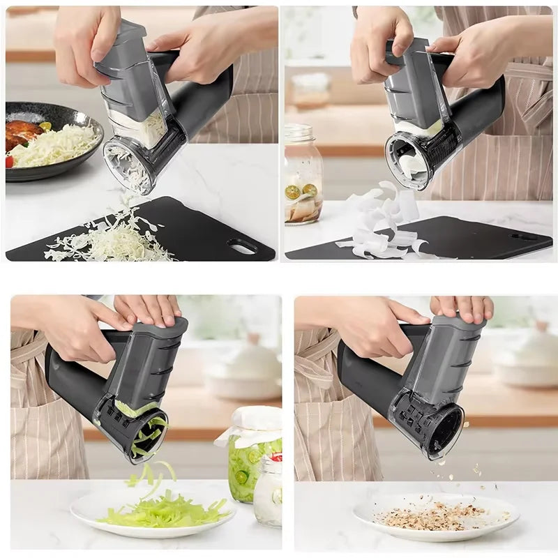 40W Electric Cheese Grater & Salad Maker with 4 Stainless Steel Blades – Electric Rotary Slicer & Shredder – Great for Cheese, Vegetables & Fruit – Available in Pink, Green & Black Colours