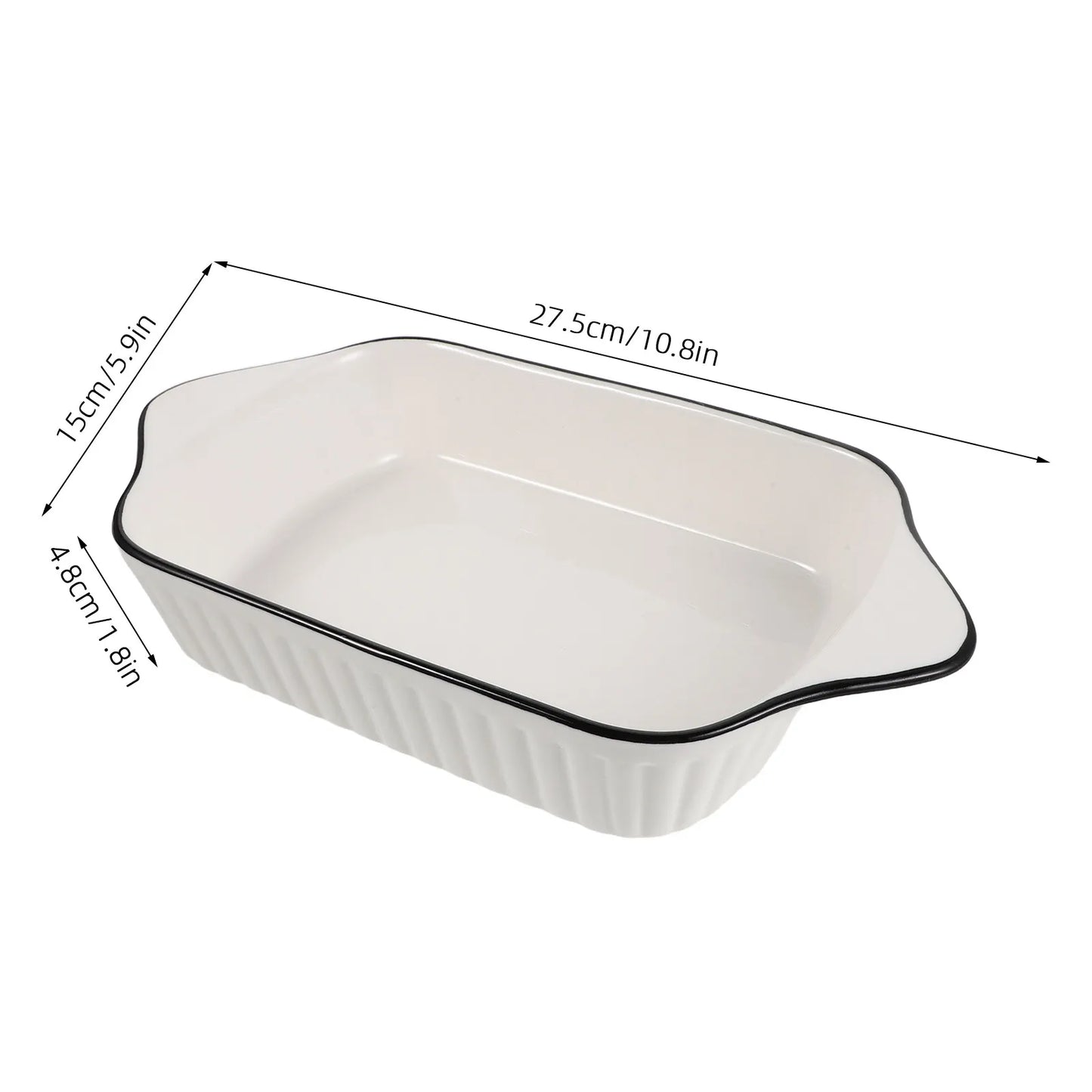 Rectangular Ceramic Baking Dish with Handles – Porcelain, Oven, Microwave & Dishwasher Safe, 27.5cm, Great for Casseroles, Roasting, and Everyday Baking