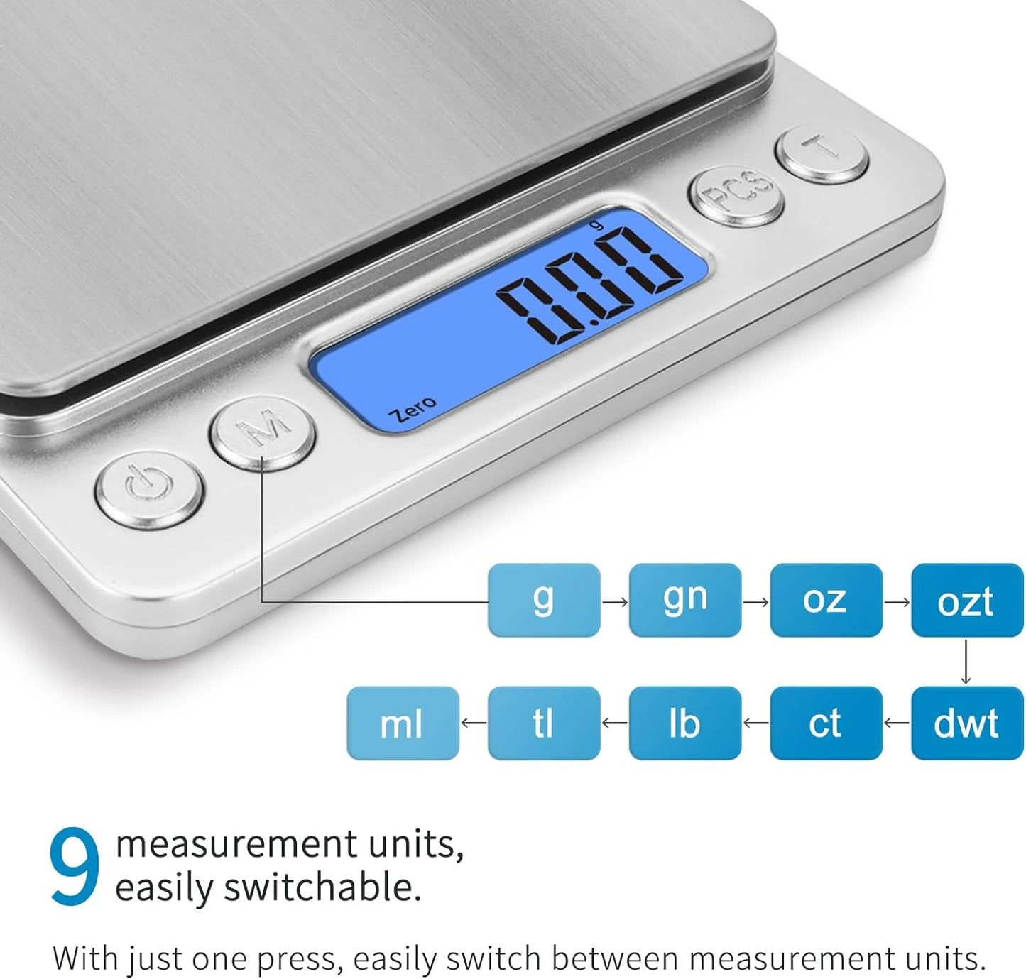 Digital Kitchen Scale with LCD Display and 2 Trays