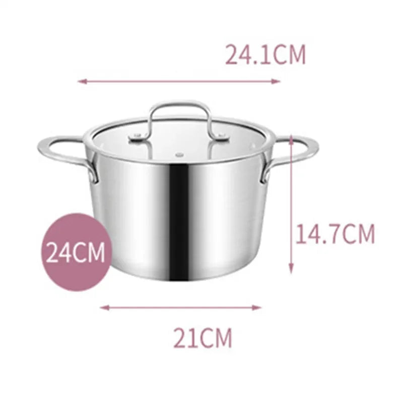 304 Stainless Steel Saucepan with Stainless Steel Lid & Stock Pot with Glass Lid, Compatible with Gas & Electric Hobs, Multi-Size Cookware Available in 16cm, 18cm, 20cm, 22cm & 24cm for Everyday Cooking