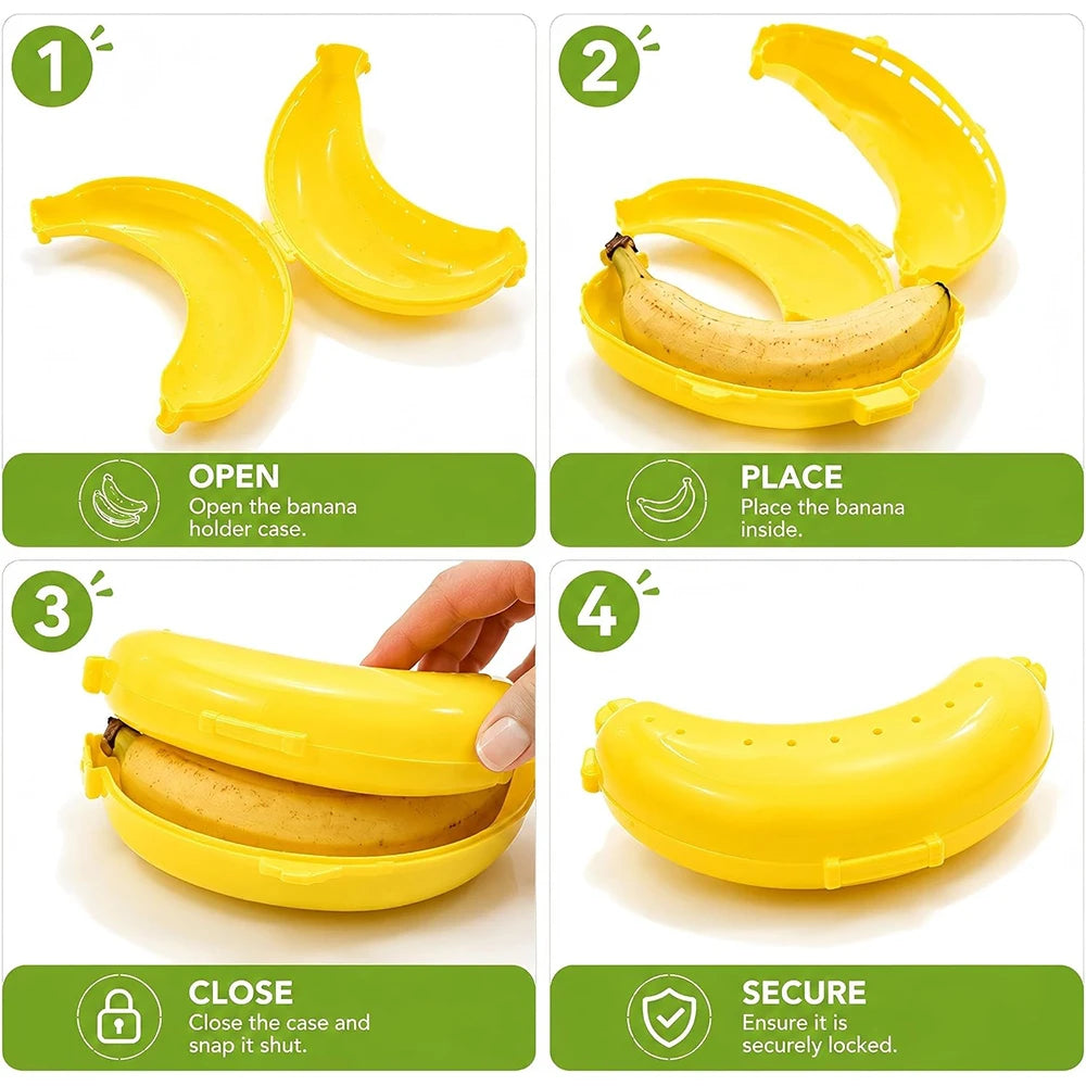 Portable Plastic Banana Case – BPA-Free Banana Holder & Keeper – Perfect for Lunch Boxes, Picnics, Hiking & Travel