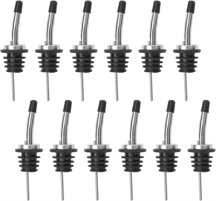 Stainless Steel Oil Pourer Spouts with Dust Caps – Bottle Pour Spouts for Olive Oil, Vinegar & Sauces – Perfect for Controlled Pouring – Available in 4 Pieces, 12 Pieces, 18 Pieces & 36 Pieces
