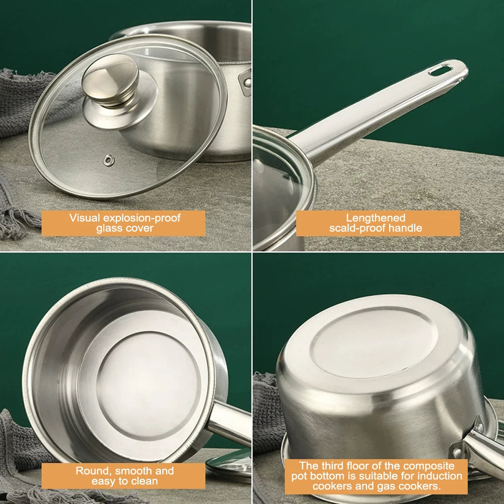 12 Piece Stainless Steel Cookware Set with Glass Lids & Kitchen Utensils – Double-Bottom Pots for All Hobs – Best for Home Cooking & Dinner Parties