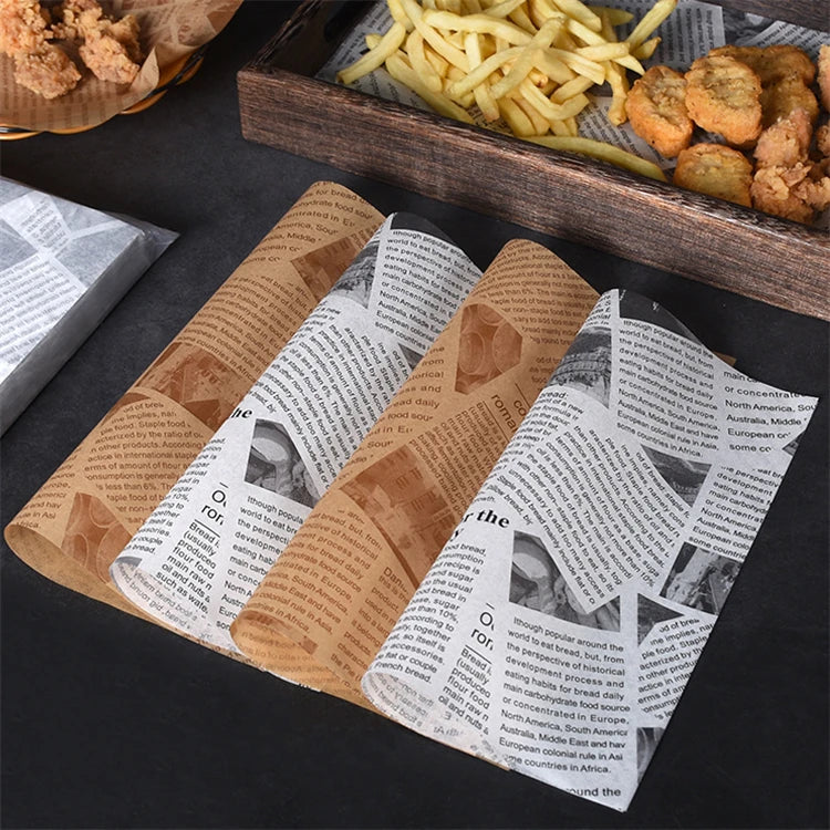50 Piece Greaseproof Deli Paper Sheets – Non-Stick Sandwich Wrapping & Baking Paper – Perfect for Burgers, Sandwiches, Bread & Pizza – Available in Brown & White