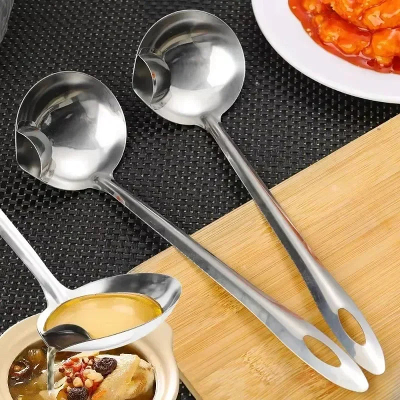 Stainless Steel Fat Separator Spoon – Gravy & Soup Oil Skimmer with Pouring Spout – Great for Skimming Stock, Stews & Sauces – Available in 1 Piece & 2 Pieces