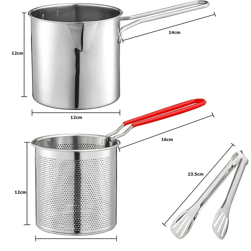 Stainless Steel Deep Frying Pot with Strainer Basket
